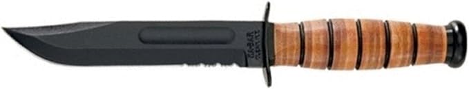 KA-BAR US Army, 7 in., Leather Handle, ComboEdge, Nylon Sheath