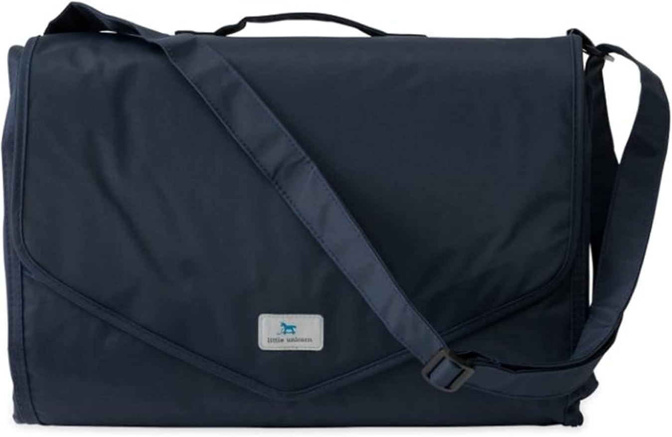 Little Unicorn Outdoor Family Picnic & Beach Blanket, Water-Resistant, Compact Fold, Large Size, 5 x 7 feet, (Navy Plaid)