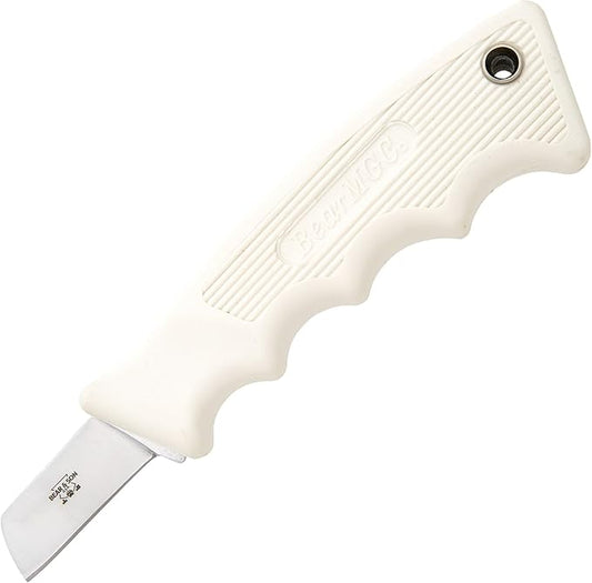 Bear & Son 6 1/2" Powergrip Kraton Fixed Blade Utility Knife, High Carbon Stainless Steel, White Kraton Powergrip Handle with Sheath (466W 1/4)