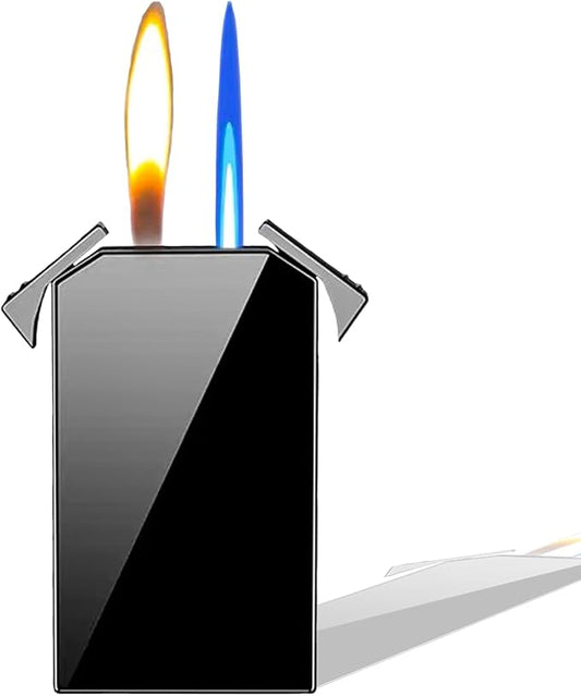 Cool Jet Torch Lighers Dual Flame Lighter, Pretty Aesthetic, Refillable & Adjustable,Unique Gifts for Men Fireplace Candles Camping BBQ (No Butane)