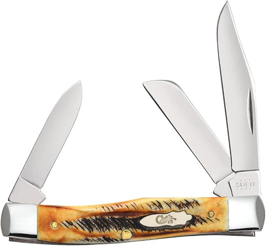 Case XX WR Pocket Knife Meduim Stockman 6.5 Bonestag Item #22306 (6.53032 SS) 3 5/8 inches Closed, Made In USA