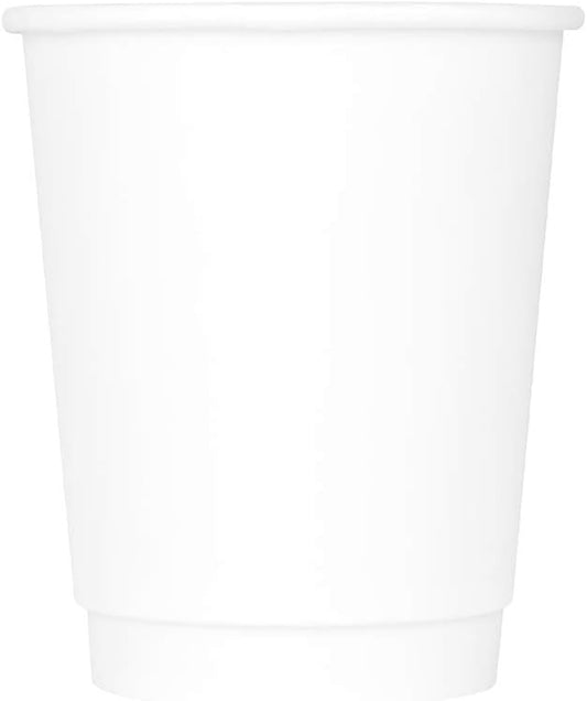 Karat 8 oz Double-Wall Insulated Coffee Cup [500 Count] White Disposable Paper Hot Cup - Rolled Rim for Hot Beverages, 80mm (C-KIC508W)