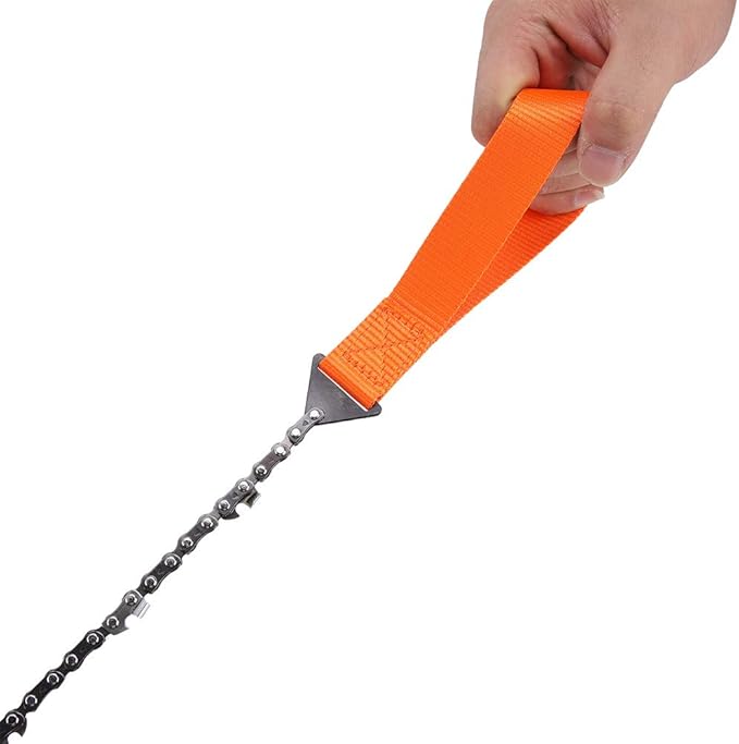 Portable Handheld Survival Chain Saw, 24.8inch High Reach Tree Limb Hand Rope Saw, Rope Chain Saw with Storage Bag, Manganese Steel Folding Pocket Chain Saw for Camping Gardening Survival Gear