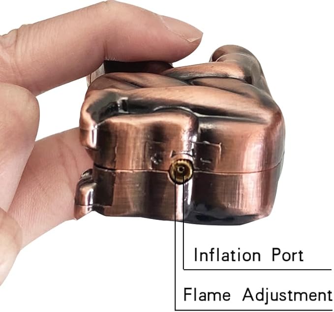Retro Red Bronze Windproof Flame Adjustable Lighters,Cool,Jet Torch Flame Lighters,Butane Refillable Torch,BBQ Candles Camping (No Butane Fuel) (q2)