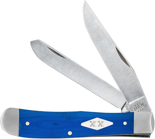 Case XX WR POCKET KNIFE TRAPPER - BLUE G-10, ITEM 16750, LENGTH CLOSED 4 1/8 INCH (10254 SS)