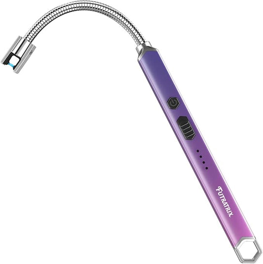 Electronic Candle Lighter Arc Windproof Flameless USB Rechargeable Electric Lighter (1 Pack - Pink/Purple Gradient)