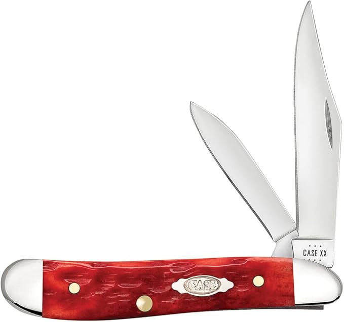 Case XX WR POCKET KNIFE PEANUT - DARK RED BONE CS - PEACH SEED JIG, ITEM 31948, LENGTH CLOSED 2 7/8 INCH (6220 CS)