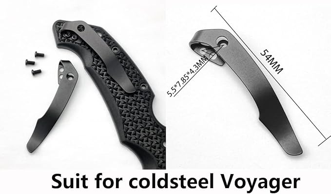 EDC Deep Carry Pocket Clip for Cold Steel Voyager Knife Pocket Knife Clip Folding Knife Screw Clips for Knife Maker and DIY Folding Knives with 6 Screws,Pack of 2 Pieces