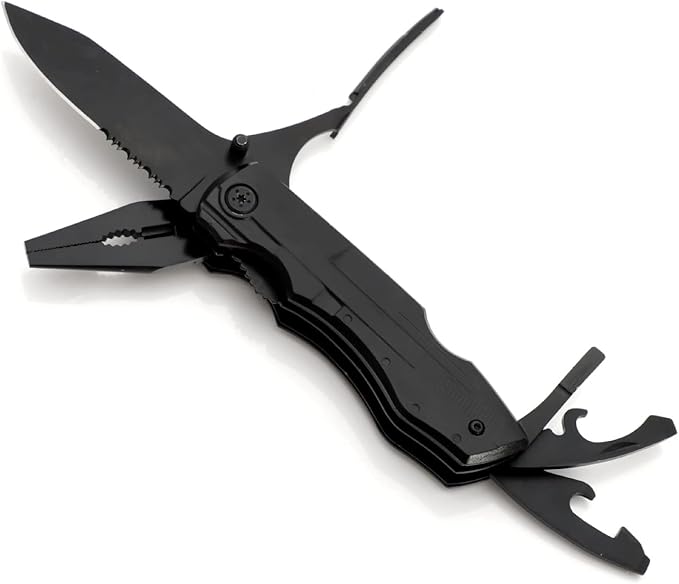 All In One Tool Multitool Needle Nose Plier, Stripper, Wire Cutter,Bottle Opener,Can Lifter,Saw Blade,Medium Screwdriver,Knife For Outdoor, Survival, Camping, Hunting and Hiking
