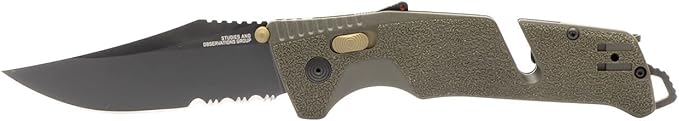 SOG Trident at Ambidextrous Professional Partially Serrated Folding Knives | Heat-Treated CRYO D2 Stainless Steel Blade
