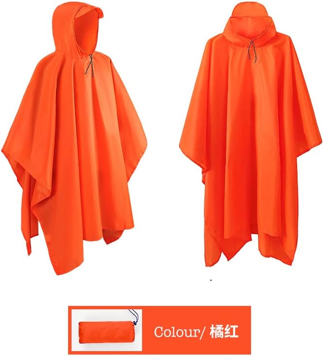 Hooded Rain Poncho Waterproof Raincoat Jacket for Men Women Adults, Military Poncho for Outdoor Activities Camping Fishing