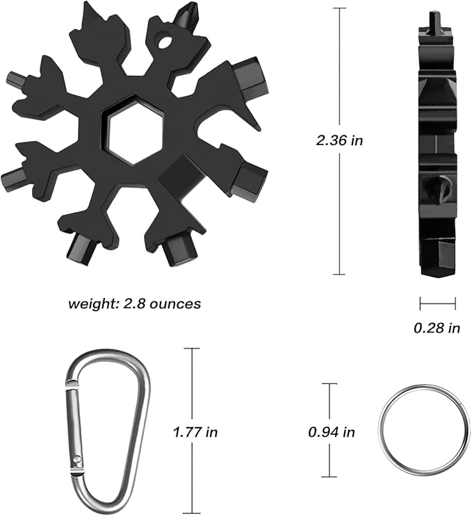 Stocking Stuffers for Men Gifts, 18 in 1 Snowflake Multitool, Christmas Gifts, Birthday Gifts for Men Grandpa Dad, Cool Gadgets (black)
