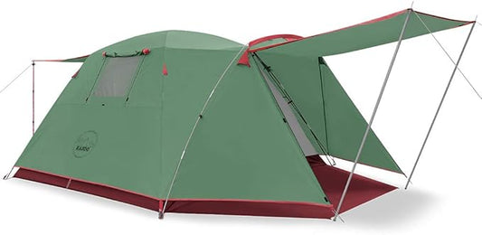 KAZOO 2／4 Person Camping Tent Outdoor Waterproof Family Large Tents 2/4 People Easy Setup Tent with Porch Double Layer