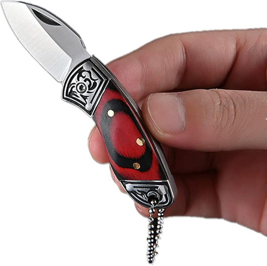 Small Pocket Knife, EDC Knife with Stainless Steel and Colored Wood Handle, Small Folding Knife for Everyday Carry, Blade Length1.5in