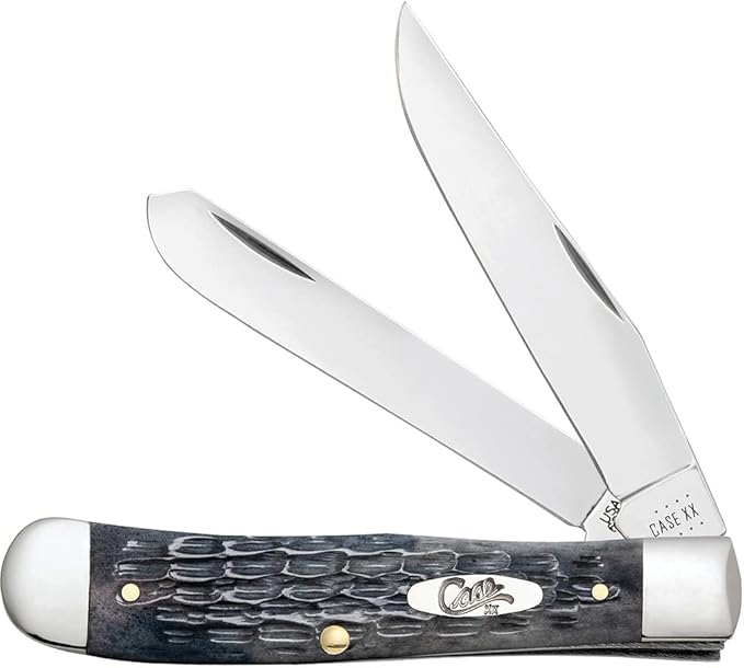 Case XX WR POCKET KNIFE TRAPPER - POCKET WORN GRAY BONE CRANDALL JIG, ITEM 58410, LENGTH CLOSED 4 1/8 INCH (6254 CS)