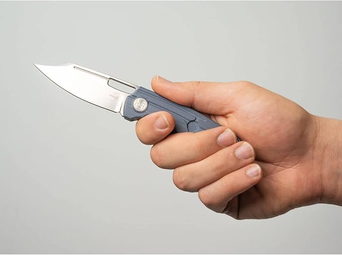 Boker Plus Hea Hunter Pocket Knife- 2.88" D2 Steel Blade with Frame Lock and Blue G10 Scales, Designed by Headesigns