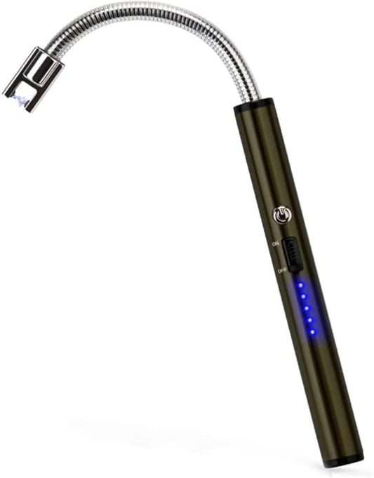 Candle Lighter Electric Arc Lighter USB Rechargeable BBQ Lighter with Flexible Neck for Candle Camping Cooking BBQs Fireworks - Black