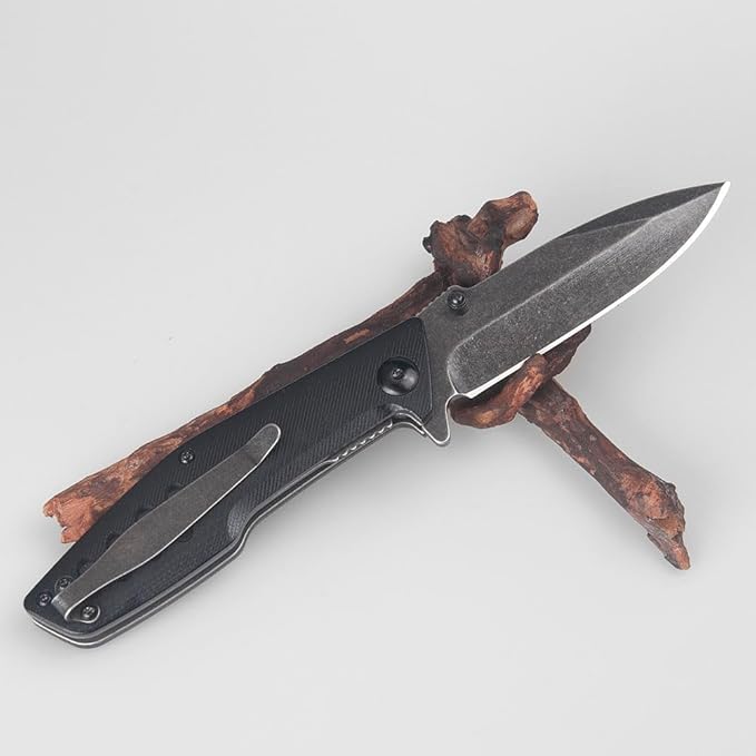 ILEAF Pocket Folding Knife, 3.2 inch 5Cr13 Stainless Steel Blade, Black G10 Handle, Liner Lock for Everyday Carry Outdoor Camping (5Cr13 Steel)