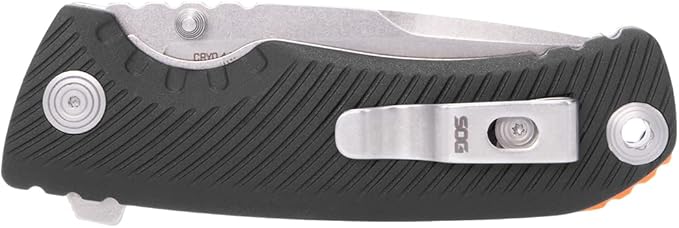 SOG Tellus ATK Outdoor Assisted Opening Frame Lock Folding Knives | Ambidextrous GRN Handle | CRYO 440C Stainless Steel Blade | Adjustable Belt Clip