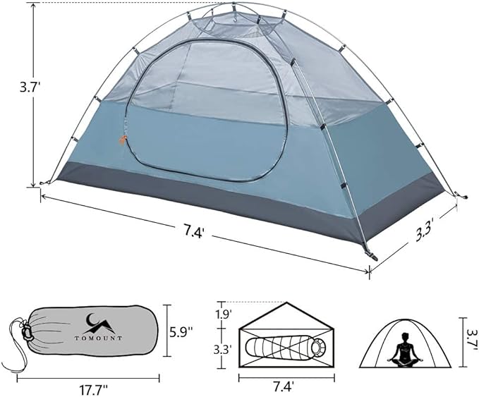 MC TOMOUNT Backpacking Tent 1-2 Person Waterproof Lightweight Double Layer Free-Standing Aluminum Pole for Outdoor Camping Hiking 4 Season