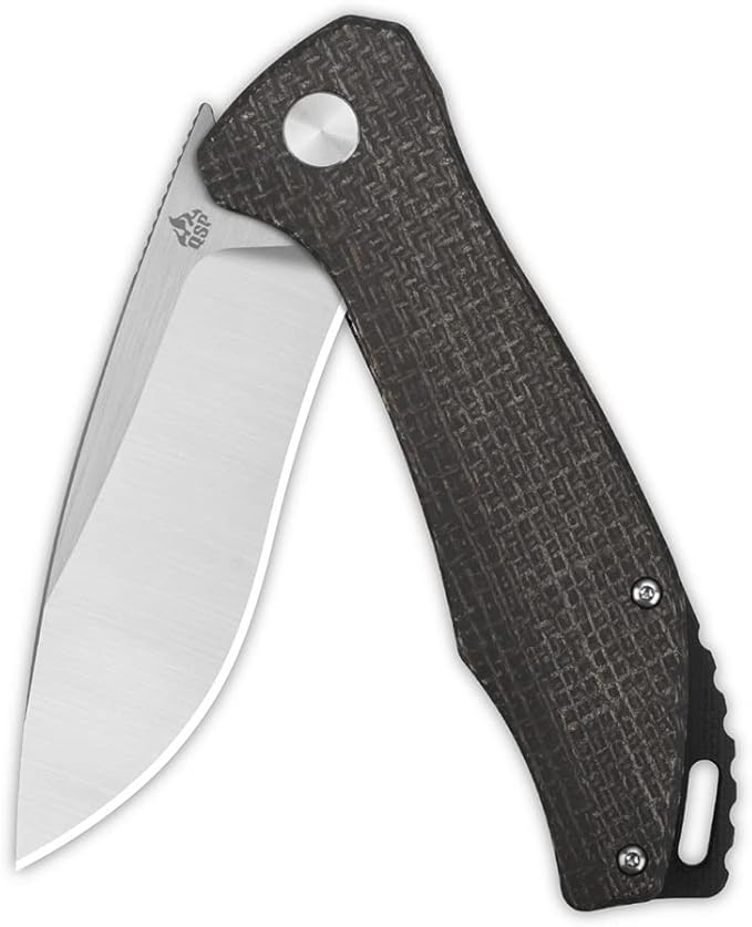 QSP KNINFE Raven 4.5" Flipper Folding Pocket Knife, D2 Blade G10 or Micarta Handle, Smooth Flipper Opening Knife