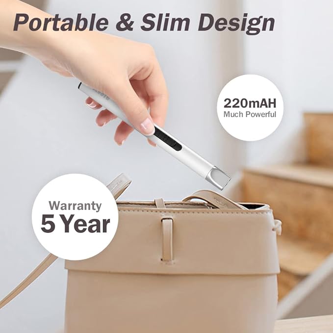 Candle Lighter, Electric Lighter Rechargeable USB Lighter, Arc Windproof Flameless Plasma Lighter Long Stick, No Butane Fluid, Perfect for Candle BBQ Camping Kitchen Stove, Pink and White