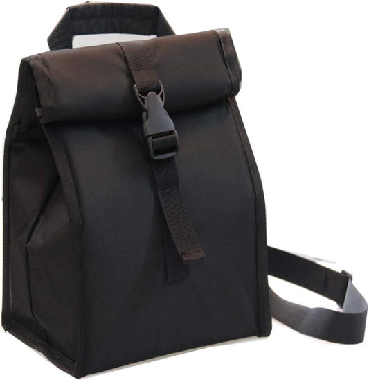 Insulated Foldable Lunch Bag With Ajustable Strap- Lightweight Portable Lunch Box for Men, Women, Office, Work, Picnic, Hiking and Beach (Black(Hard Fabric))