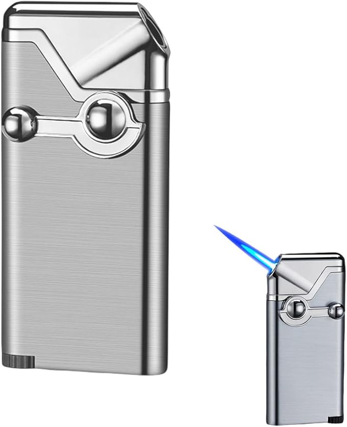 REDBMX Torch Lighter,Refillable Butane Lighter,Jet Lighter,Creative Rocker Cool Lighter,Windproof Portable Lighter Grill Camping Lighter Best Boyfriend Gifts(No Gas) (Silver)
