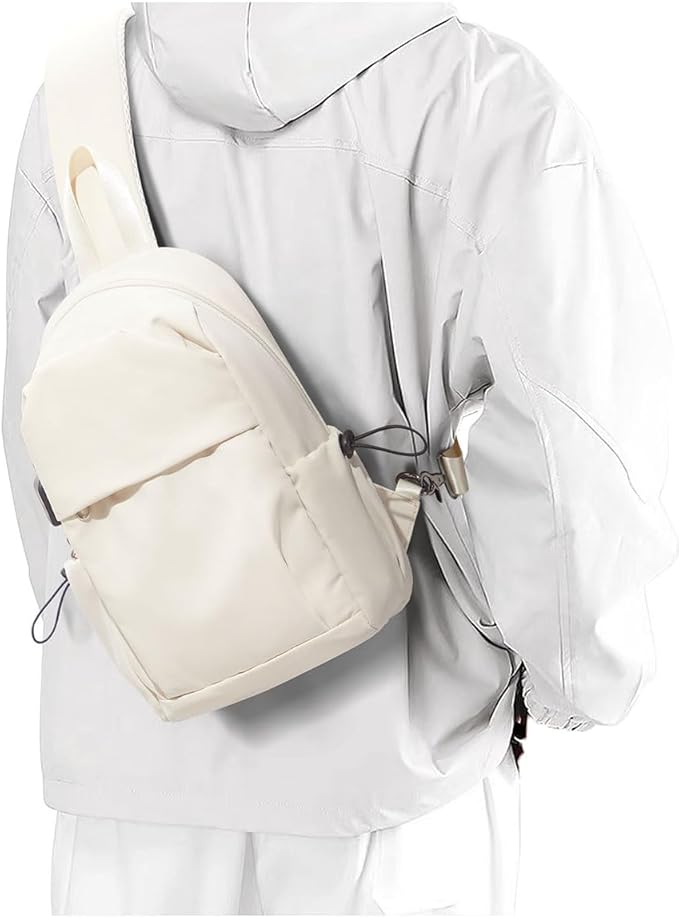 SEAFEW Tactical Backpacks Small Sling Bag Crossbody Backpack Shoulder Bag for Men Women, Multipurpose Anti-Theft Cross Body Chest Bags, One Strap Backpack for Walking Biking Travel Cycling Off White