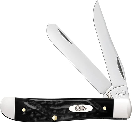 Case XX WR Pocket Knife, ROUGH BLACK SYNTHETIC MINI TRAPPER ItemNumber 18237 - (6207 SS) Length Closed: 3 1/2 Inches