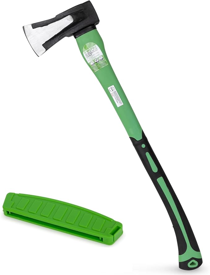 WilFiks Splitting Axe, 26” Camping Hatchet for Chopping and Kindling Wood and Branches, Forged Carbon Steel Hand Maul Tool for Gardening, Fiberglass Shock Reduction Handle with Anti-Slip Grip