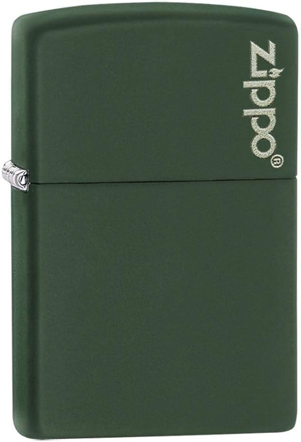 Zippo Green Matte Logo Pocket Lighter
