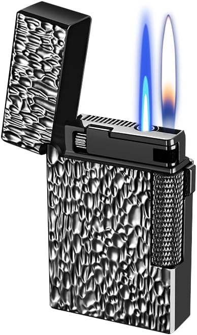 Lighters Jet Torch Lighter Soft Flame Lighter 2 in 1 Windproof Refillable Butane Lighter Good for Cigarette Cigar Candle Camping Hiking BBQ (Black-Meteorite)