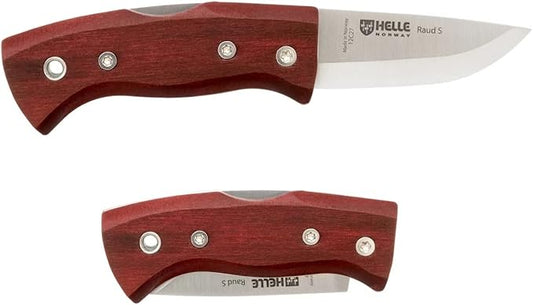 HELLE Knives - Raud S -Foldable Knife W/Clip - Birch Wood Handle - 12C27 Stainless Steel - Made in Norway