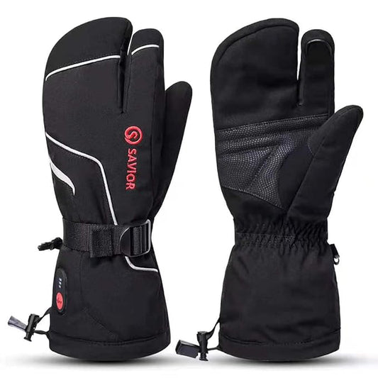 Heated Mittens Battery Gloves Men Women, SAVIOR HEAT 2023 Flexible Crab Finger Rechargeable Ski Mitten with 7.4V 2200mAh Battery for Winter Snow Skating Camping Hunting Hiking Motorcycle