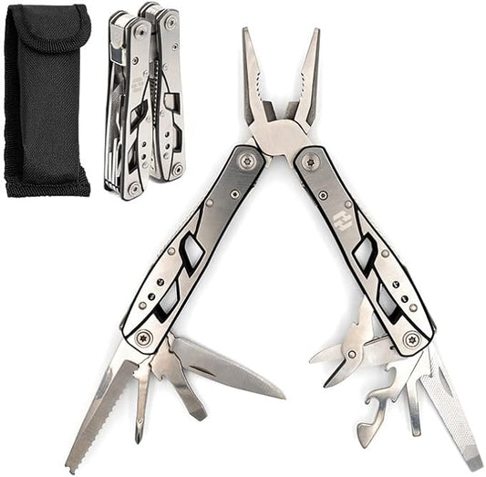 Multitool Plier - 12 In 1 Stainless Steel Pocket Multi Tool With Durable Sheath For Camping, Survival Gear - Safety Locking Camping Accessories With Cutter, Bottle Opener, Screwdriver by Hayvenhurst