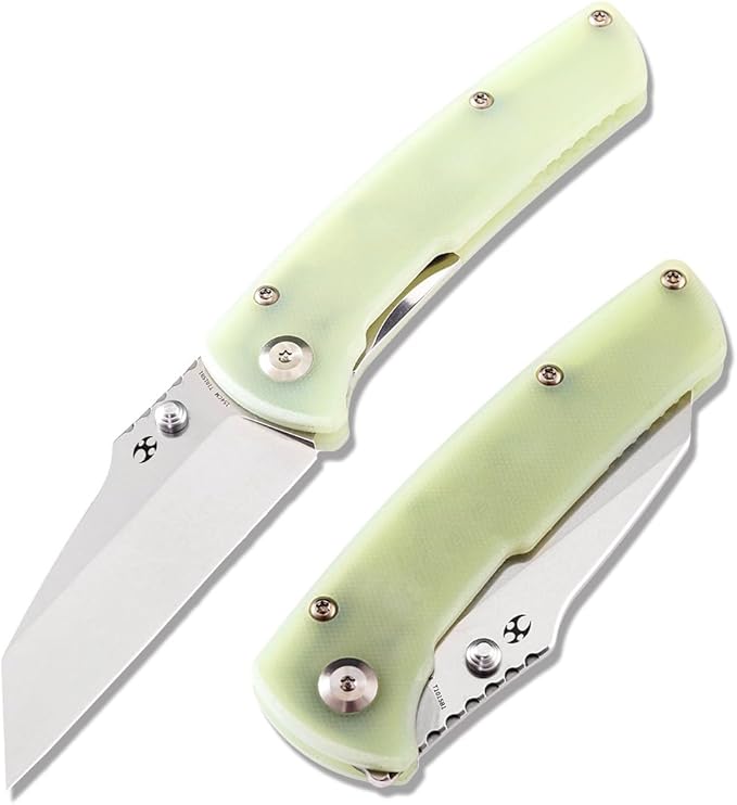 KANSEPT Mian Street Folding Pocket Knife 7.92in Liner Lock Folding Pocket Knives Liner Lock with 3.36in Stonewashed 154CM Blade and Jade G10 Handle for Outdoor, Tactical, Survival T1015B1