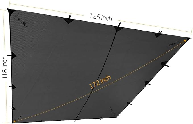 FREE SOLDIER Waterproof Portable Tarp Multifunctional Outdoor Camping Traveling Awning Backpacking Tarp Shelter Rain Tarp (Gray Upgrade)