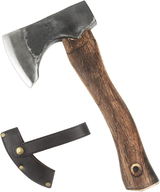 Hatchet Axe with Sheath, Chopping Axes and Hatchets for Wood Splitting and Kindling, 10.6'' Bushcraft Axe Forged Carbon Steel Ourdoor Camping Forest