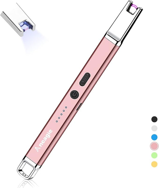 Lighter Electric Candle Lighter Upgraded Rechargeable Candle Lighter with LED Flashlight Windproof Flameless and Hanging Hook LED Battery Display Arc Candle Lighter for Candle Grill Camping