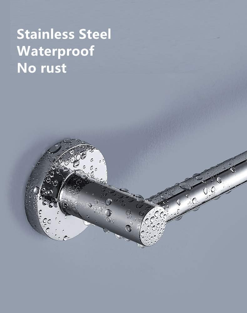 JiePai Bath Towel Bar Chrome, 17.6 Inch Stainless Steel Towel Rack Bathroom Towel Holder Wall Mount Kitchen Dish Cloth Hanger (Chrome, 17.6 Inch)