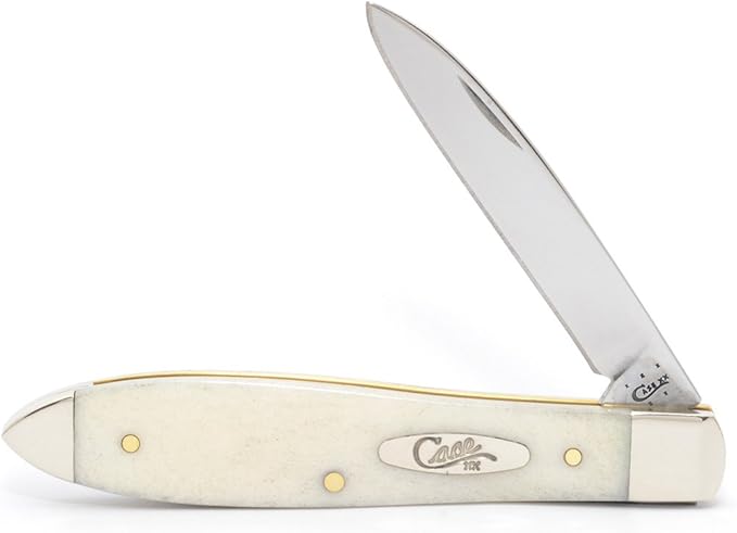 Case WR XX Pocket Knife Natural Smooth Bone Teardrop W/Shield Item #22434 - (TB61028 SS) - Length Closed: 3 1/2 Inches
