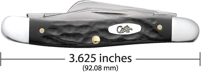 Case WR XX Pocket Knife Rough Black Jigged Synthetic Medium Stockman Item #18222 - (6318 SS) - Length Closed: 3 5/8 Inches