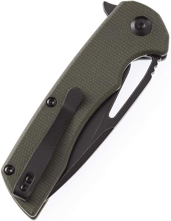 KANSEPT Kryo D2 Folding Knife T001A4 8.08in Pocket Knives with 3.58in Black Ti-Coated D2 Drop Point Blade and Green Micarta Handle, Sharpest Cheap Hunting Pocket Knife, Easy Open Men EDC Knife