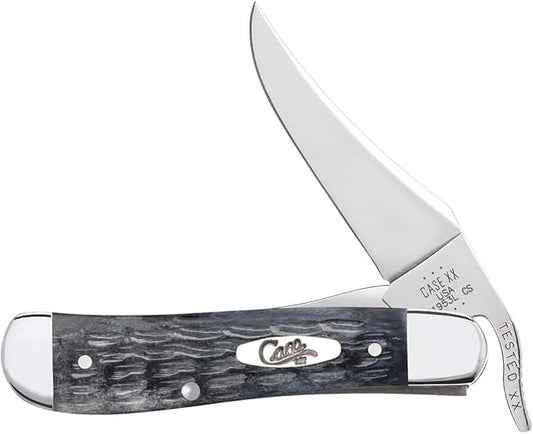 Case XX WR POCKET KNIFE RUSSLOCK® - POCKET WORN GRAY BONE CRANDALL JIG, ITEM 58420, LENGTH CLOSED 4 1/4 INCH (61953L CS)