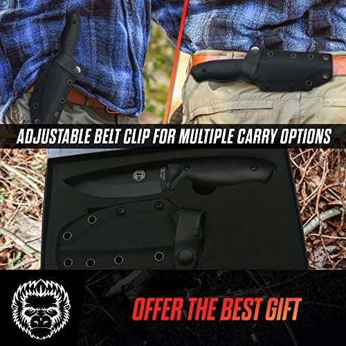 Holtzman's Gorilla Survival 'Naked Bloodline' Full Tang 1095 High Carbon Steel Fixed Blade Survival Knife with Kydex Sheath