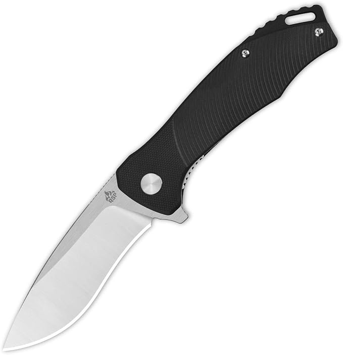 QSP KNINFE Raven 4.5" Flipper Folding Pocket Knife, D2 Blade G10 or Micarta Handle, Smooth Flipper Opening Knife