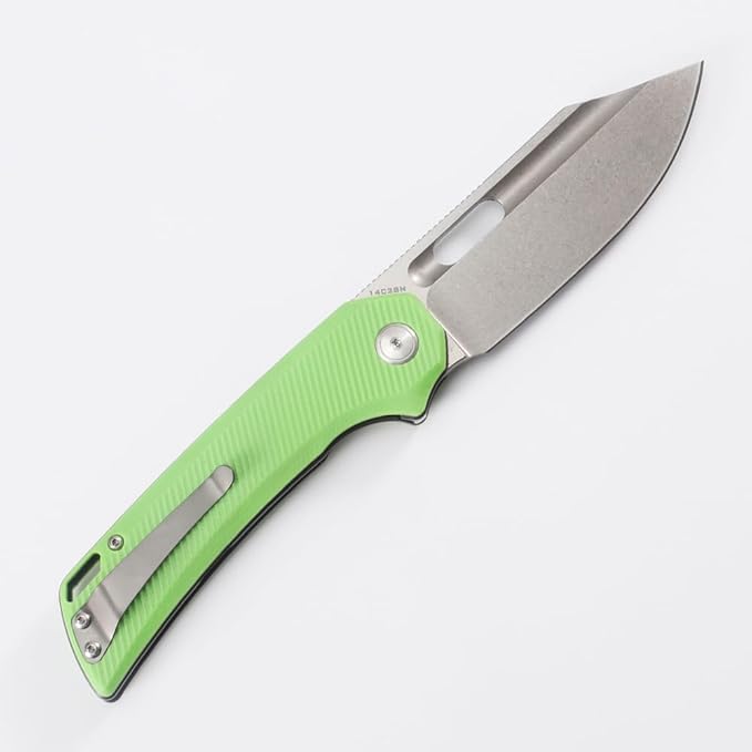 Knife Folding Pocket Knife 3.5 "Stone Wash 14C28N Blade (green)