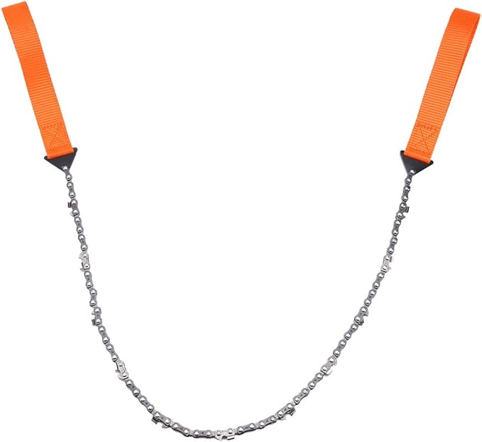 Portable Handheld Survival Chain Saw, 24.8inch High Reach Tree Limb Hand Rope Saw, Rope Chain Saw with Storage Bag, Manganese Steel Folding Pocket Chain Saw for Camping Gardening Survival Gear