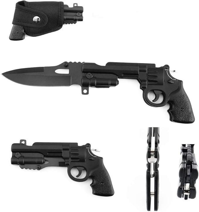 Revolver Folding Knife 44 Mag Assist Open Pocket Knife Tool